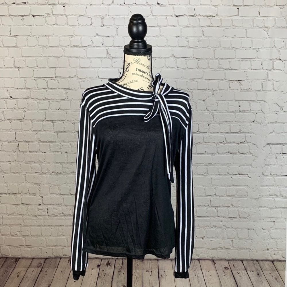 Black & White Striped Sleeve Shirt